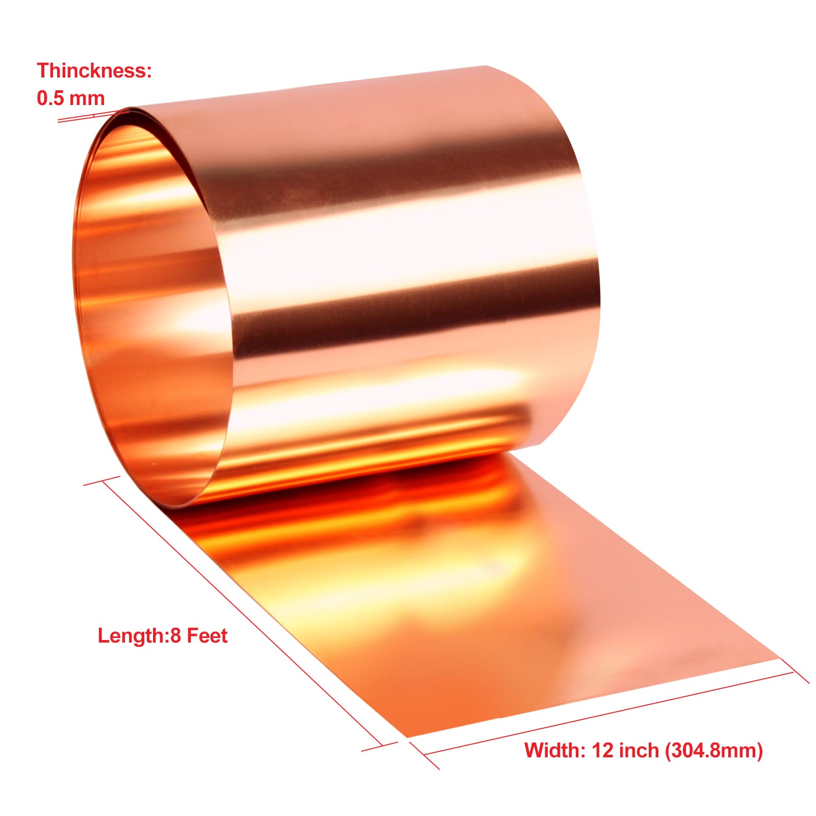 Copper Flashing 99.95% Pure - 24 Gauge 0.5mm Thick Copper Strip